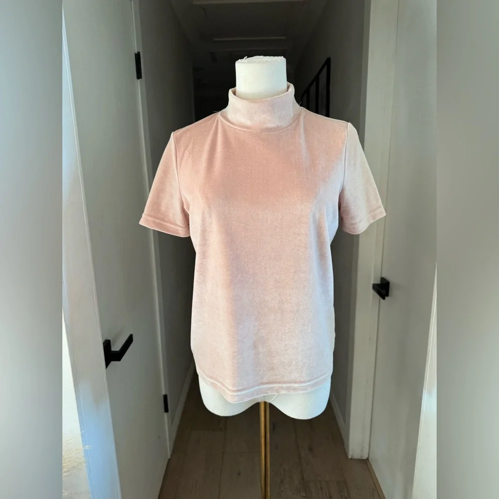 Madewell | Mock Neck Velvet Top in Avalon Pink | Sz XS - Picture 2 of 5